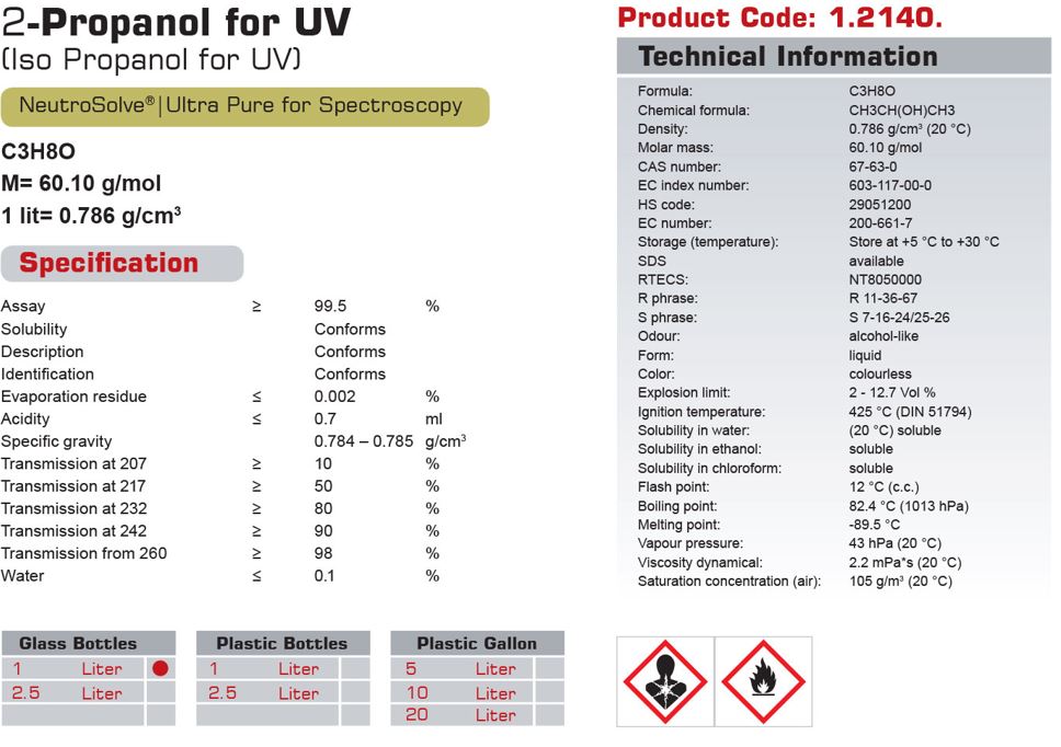دو پروپانول گرید UV نوترون (کدN)