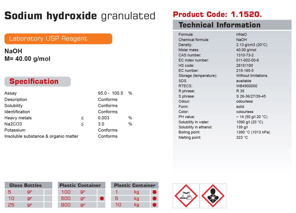سدیم هیدروکساید پرک و گرانول (کدN)