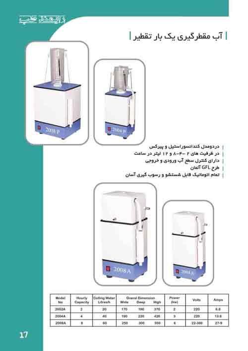 آب مقطر گیری یکبار تقطیر کندانسور استیل با ظرفیت متفاوت