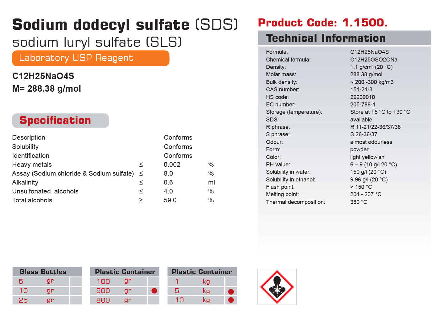 سدیم دودسیل سولفات sls (کدN)