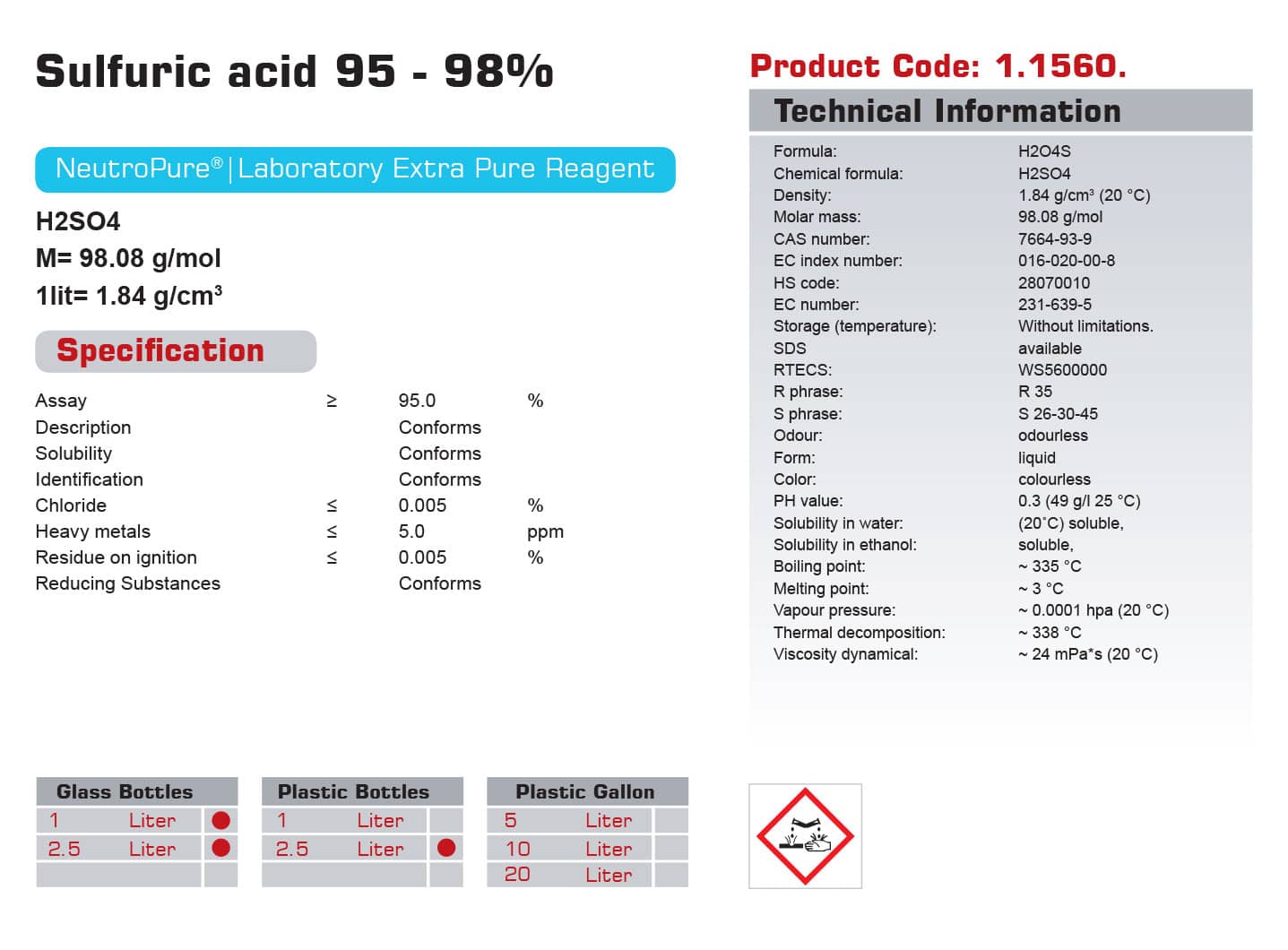 اسید سولفوریک 98-95% (کد N)