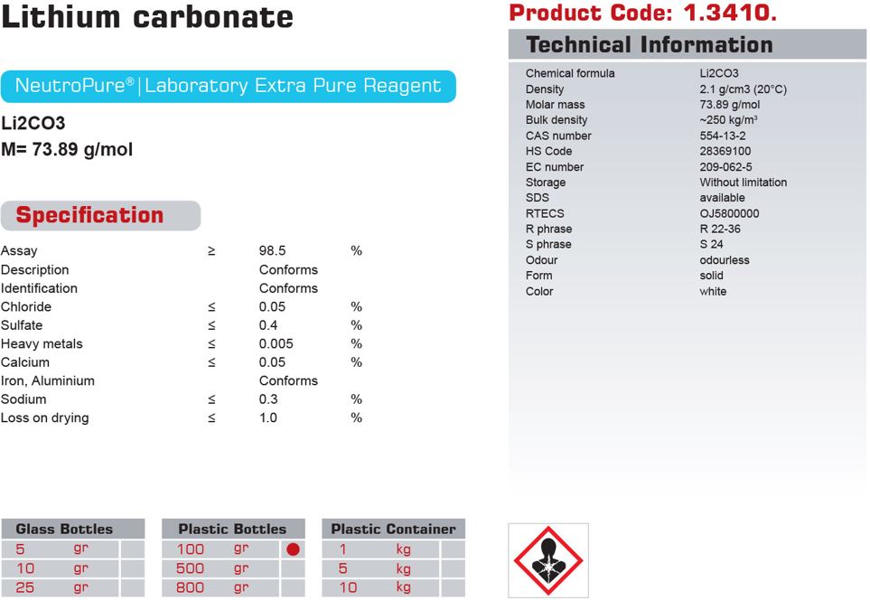 لیتیوم کربنات (کدN)
